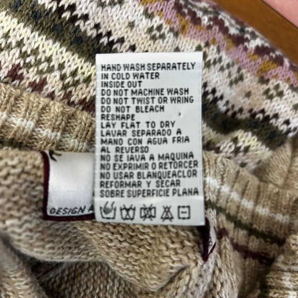 Tiara International Women's Size XL Zip Cardigan Tan & Purple Nordic Cottagecore - Picture 7 of 7